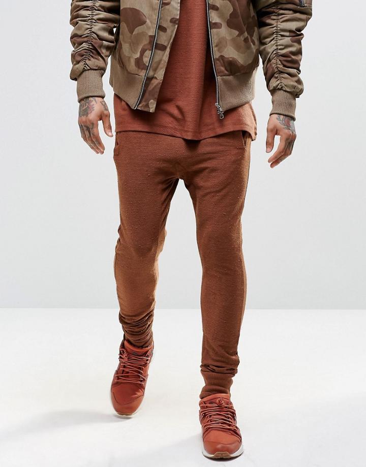 Other Uk Drop Crotch Skinny Joggers - Rust