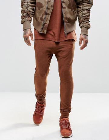 Other Uk Drop Crotch Skinny Joggers - Rust