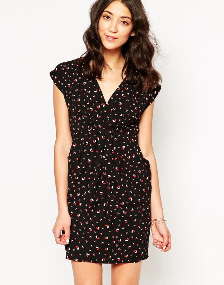 Traffic People Flatter Me Dress In Mini Flutter Print - Black
