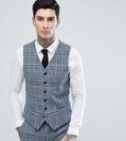 Heart & Dagger Skinny Vest In Harris Tweed In Check - Gray