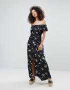Goldie Off The Shoulder Maxi Dress In Floral Print - Multi