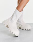 Asos Design Ada Chunky Chelsea Boots In Off-white