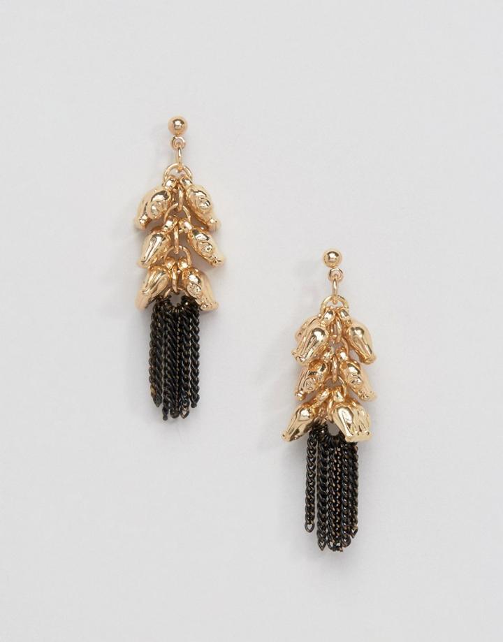 Nylon Tassel Drop Earrings - Gold