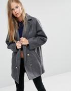 Ganni Malin Wool Double Breasted Pea Coat - White