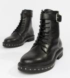 Asos Design Wide Fit Algebra Leather Lace Up Boots - Black
