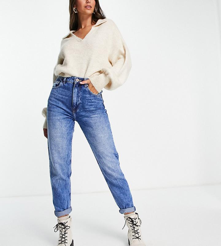 Bershka Tall Mom Jean In Vintage Blue-blues