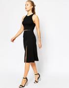 Asos A Line Skirt With Split Detail - Black