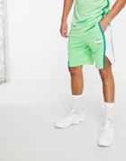 Puma Hoops Premium Mesh Shorts In Green And White