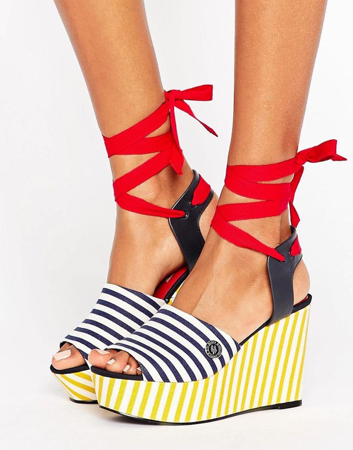 Tommy Hilfiger Gigi Hadid Stripe Wedge Sandals - Multi