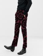 Twisted Tailor Super Skinny Suit Pants With Contrast Flocking - Red