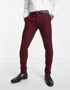 Asos Design Skinny Suit Trousers In Burgundy-red