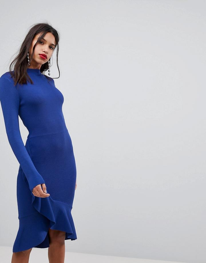 Y.a.s Knitted Dress With Frill Detail - Black