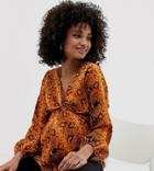 Asos Design Maternity Twist Front Long Sleeve Top In Snake Print - Multi