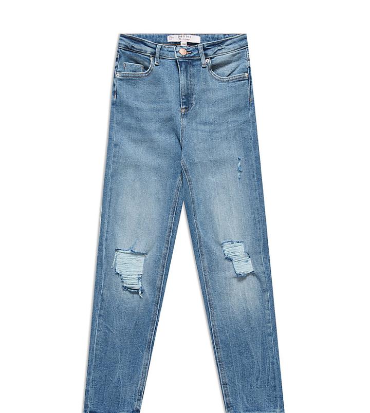Miss Selfridge Petite Boyfriend Jean In Mid Wash Blue-blues