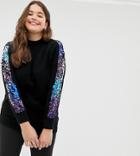 Koko Sequin Sleeve Sweater - Black