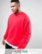 Asos Plus Oversized Sweatshirt In Red - Red