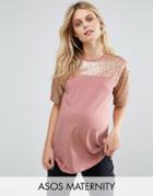 Asos Maternity T-shirt With Sequin Yoke - Multi