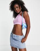 Stradivarius Halter Top With Heart Trim In Pink