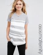 Asos Maternity T-shirt In Block Print Stripe - Multi