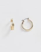 Asos Design Hoop Earrings In Layered Triple Bar Design In Gold Tone - Gold