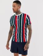 River Island T-shirt With Stripe In White - Navy