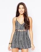 Rvca Striped Sundress With Cut Out Detail - Blue Crest