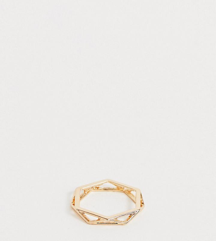 Asos Design Curve Ring In Open Geo Design In Gold