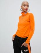 Fila Long Sleeve High Neck T-shirt With Logo - Orange