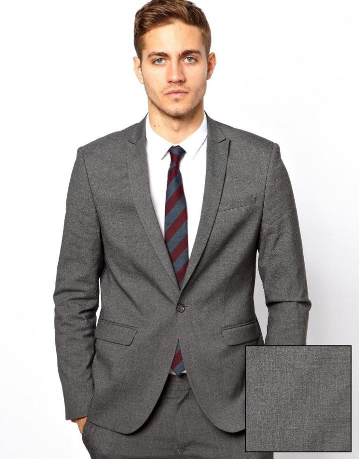 Asos Skinny Fit Suit Jacket In Charcoal