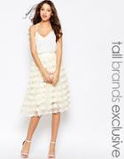 True Decadence Tall 3d Applique Tulle Prom Skirt - Cream