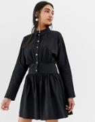 Asos Design Washed Casual Mini Shirt Dress-black