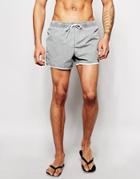 Asos Runner Swim Shorts With Acid Wash In Short Length - Gray