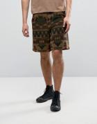 Asos Festival Wide Shorts With Abstract Design - Green