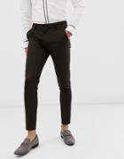 Asos Design Super Skinny Smart Pants In Black With Orange Pin Stripe