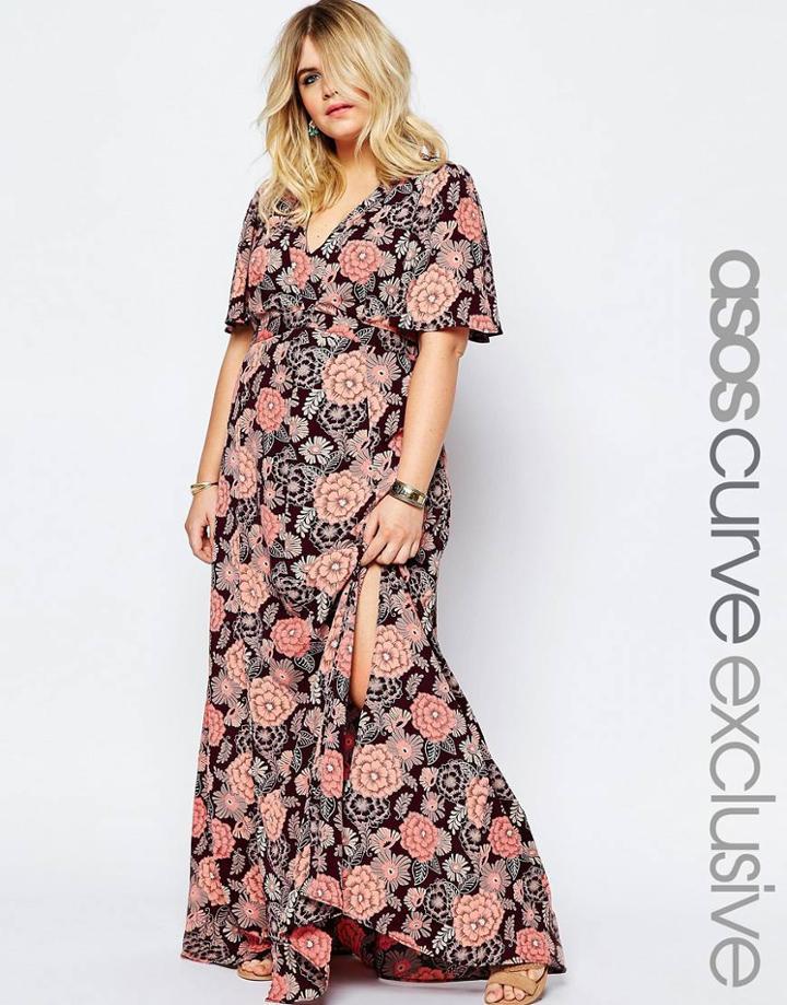 Asos Curve Maxi Dress In Vintage Floral Print - Multi