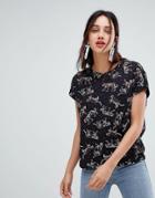 Stradivarius Leopard Outline Tee On Black Base - Multi