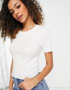 Cotton: On Shrunken Pointelle Tee In White