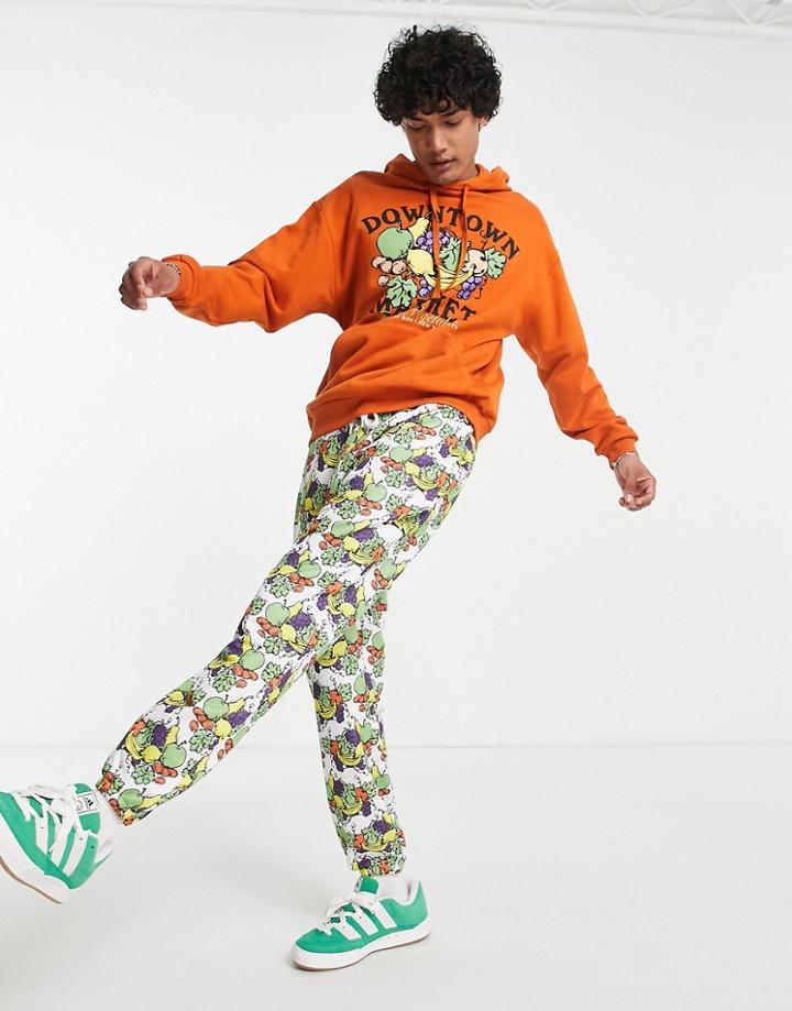 Asos Design Relaxed Joggers In All Over Fruit Print - Part Of A Set-multi