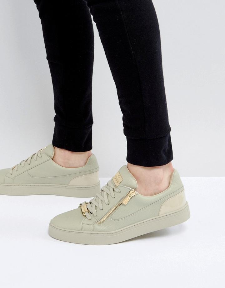 Glorious Gangsta London Zip Detail Sneakers In Green - Green