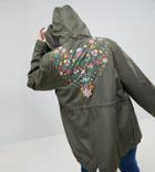 Brave Soul Plus Merri Lightweight Jacket With Back Detail - Green