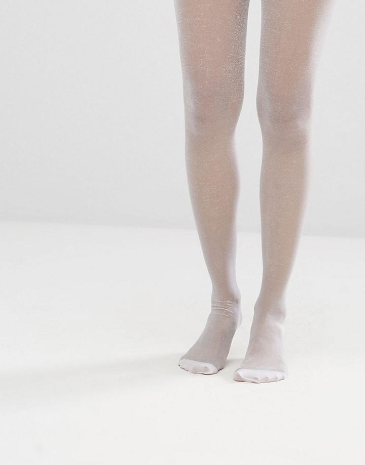 Asos Sheer Silver Glitter Tights - Silver