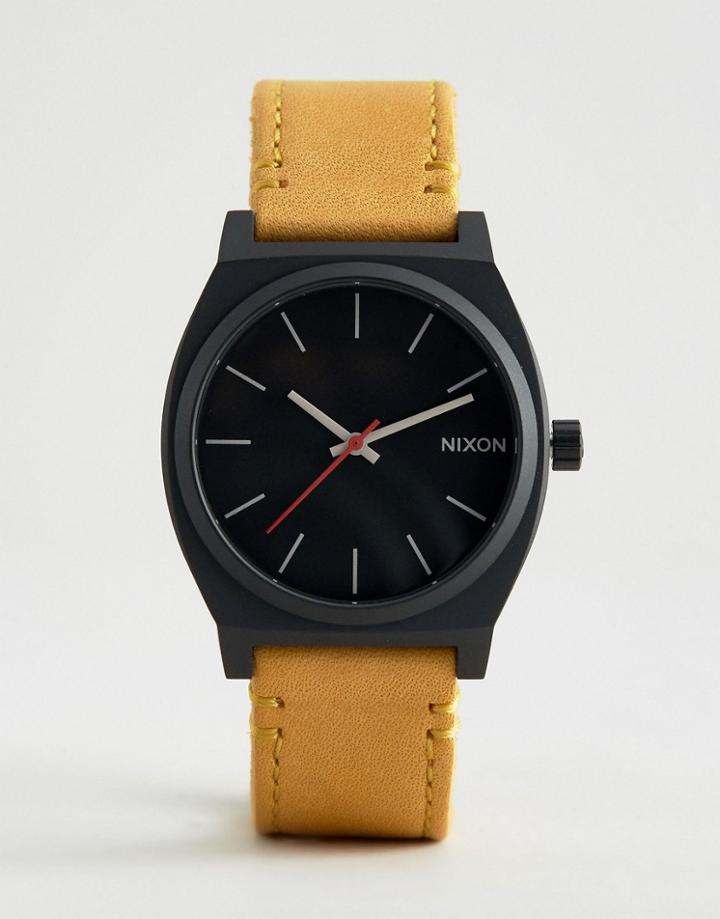 Nixon Time Teller Leather Watch In Tan - Tan