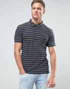 Only & Sons Polo Shirt In Textured Jacquard Detail - Navy