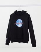 Local Heroes Oversized Hoodie With Moon Child Graphic-black