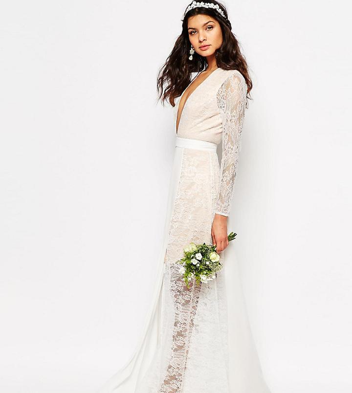 Fame And Partners Bridal Laced Heaven Maxi Dress With Split - White