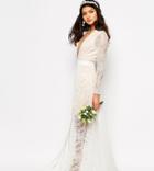 Fame And Partners Bridal Laced Heaven Maxi Dress With Split - White