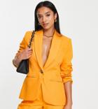 River Island Petite Structured Double Breasted Blazer In Orange - Part Of A Set