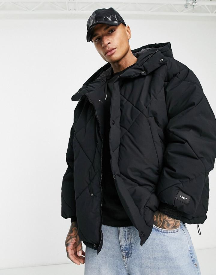 Bershka Oversized Puffer Jacket In Black