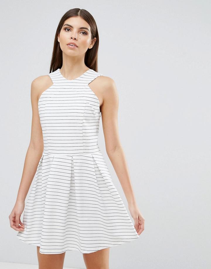 D.ra Rosalie Stripe Skater Dress - White