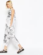 Asos White Cross Over Draped Jumpsuit In Silk Mix